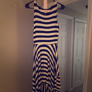 High-low black and white striped dress
